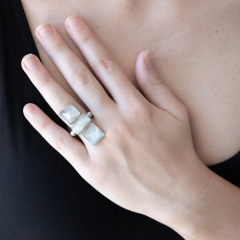 Three Brothers Ring | Sterling Silver and Moonstone