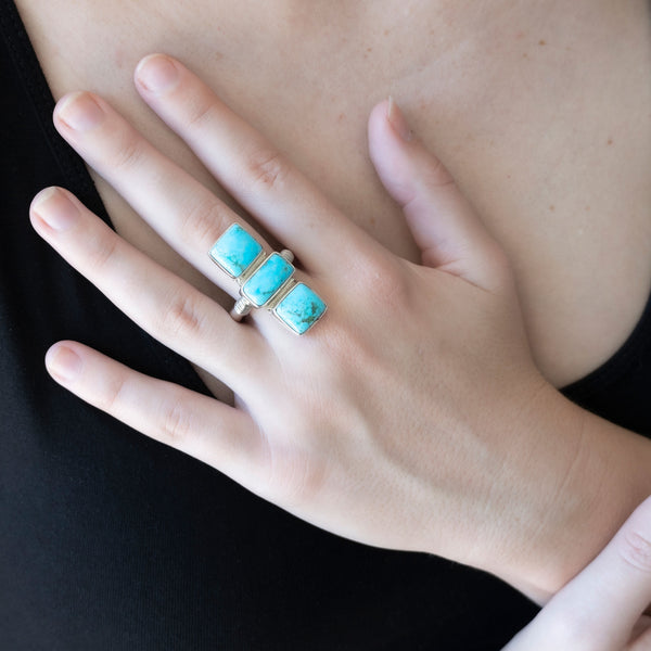 Three Sisters Ring | Sterling Silver and Turquoise