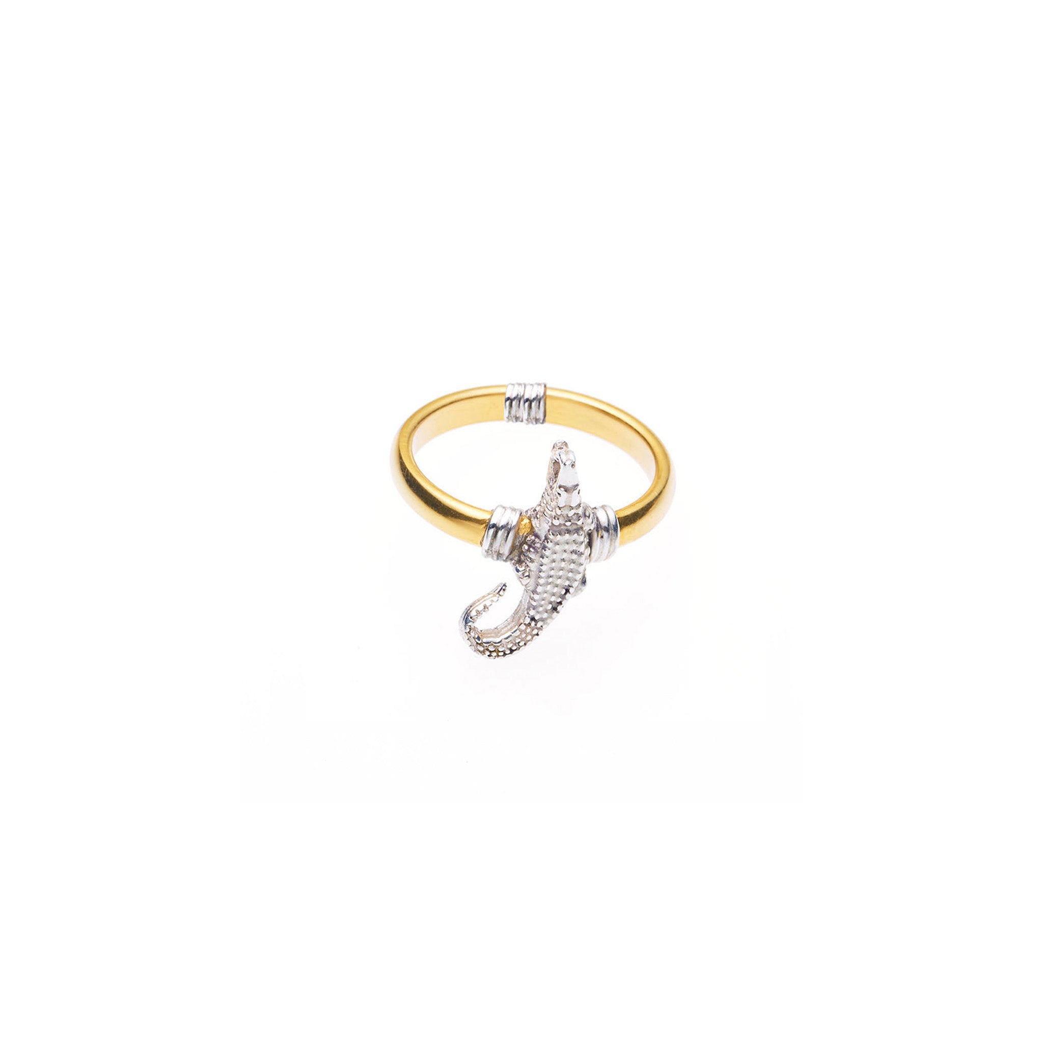 Bondage Crocodile Ring | Sterling Silver and Gold Plate