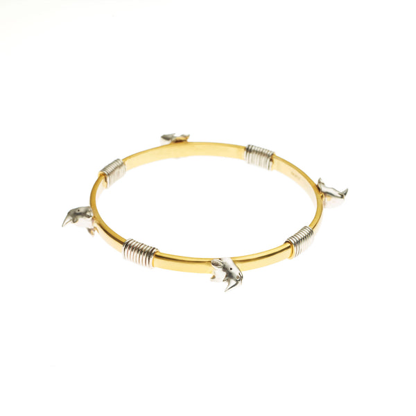 Bondage Rhino Bangle | Sterling Silver and Gold Plate