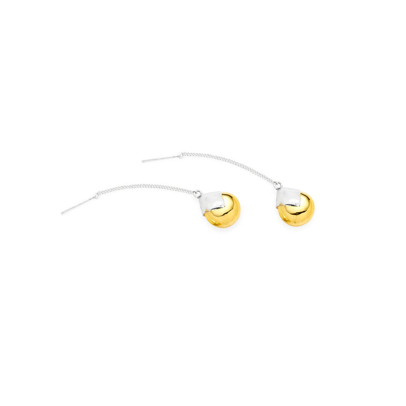 Chain Masai Short Earrings | Sterling Silver and Gold Plated Orb