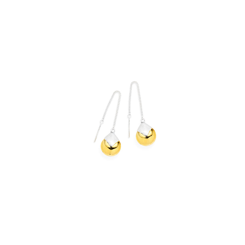 Chain Masai Short Earrings | Sterling Silver and Gold Plated Orb