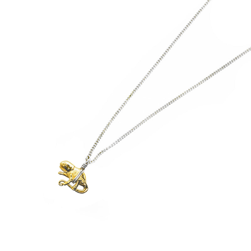 Flat Chameleon Necklace | Gold Plate and Sterling Silver