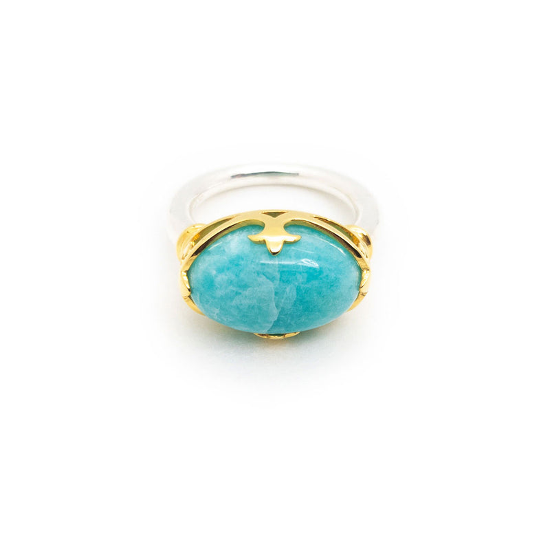 Duchess Ring | Amazonite, Sterling Silver with Gold Plate