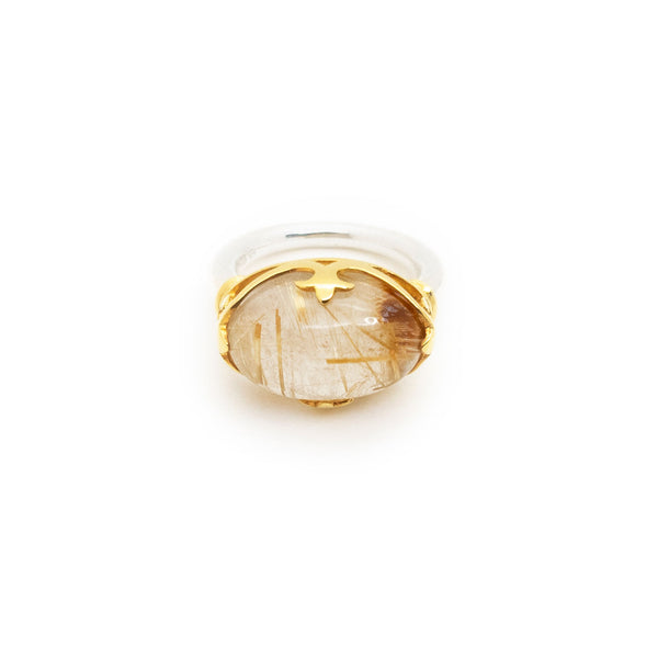 Duchess Ring | Golden Rutile, Sterling Silver with Gold Plate