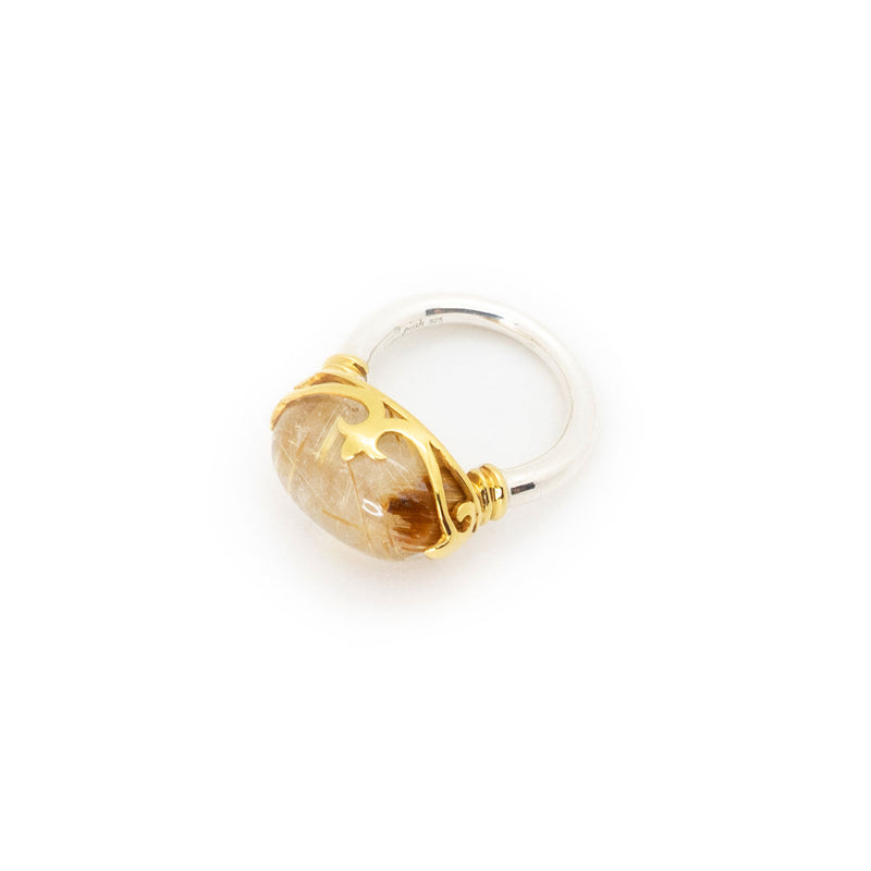 Duchess Ring | Golden Rutile, Sterling Silver with Gold Plate