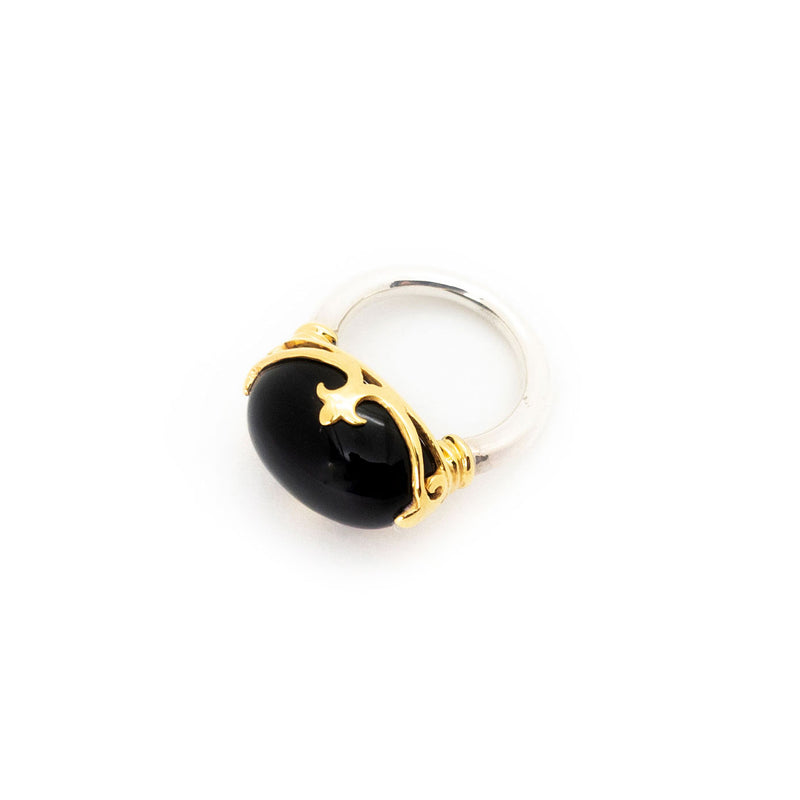 Duchess Ring | Black Onyx, Sterling Silver with Gold Plate