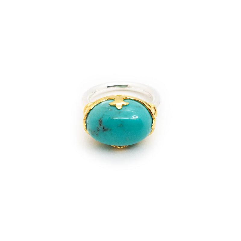 Duchess Ring | Turquoise, Sterling Silver with Gold Plate