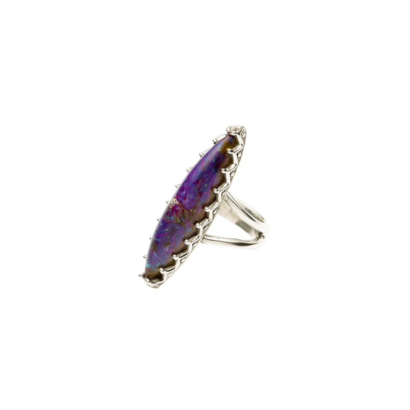 Elliptical Ring | Purple Blue Turquoise and 925 Sterling Silver