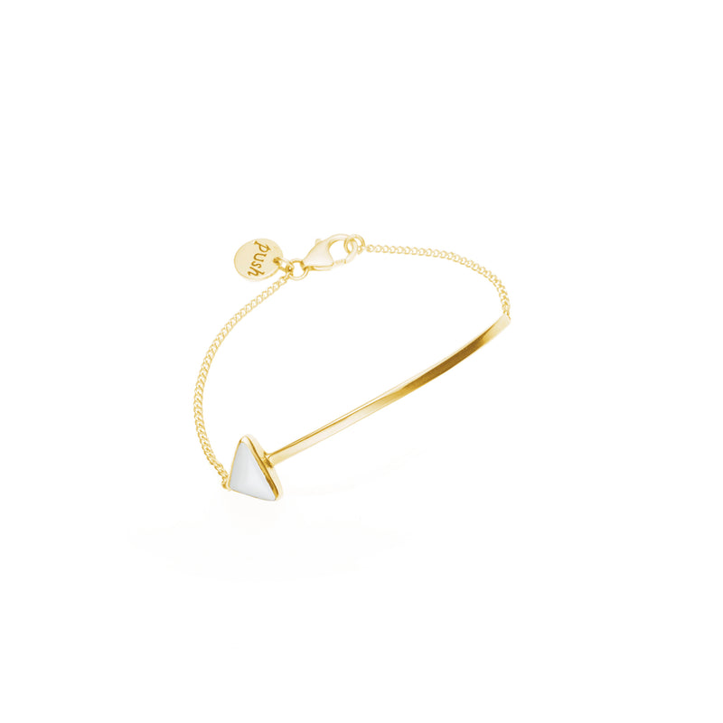 En Arrow Bracelet | White Calcite with Gold Plate