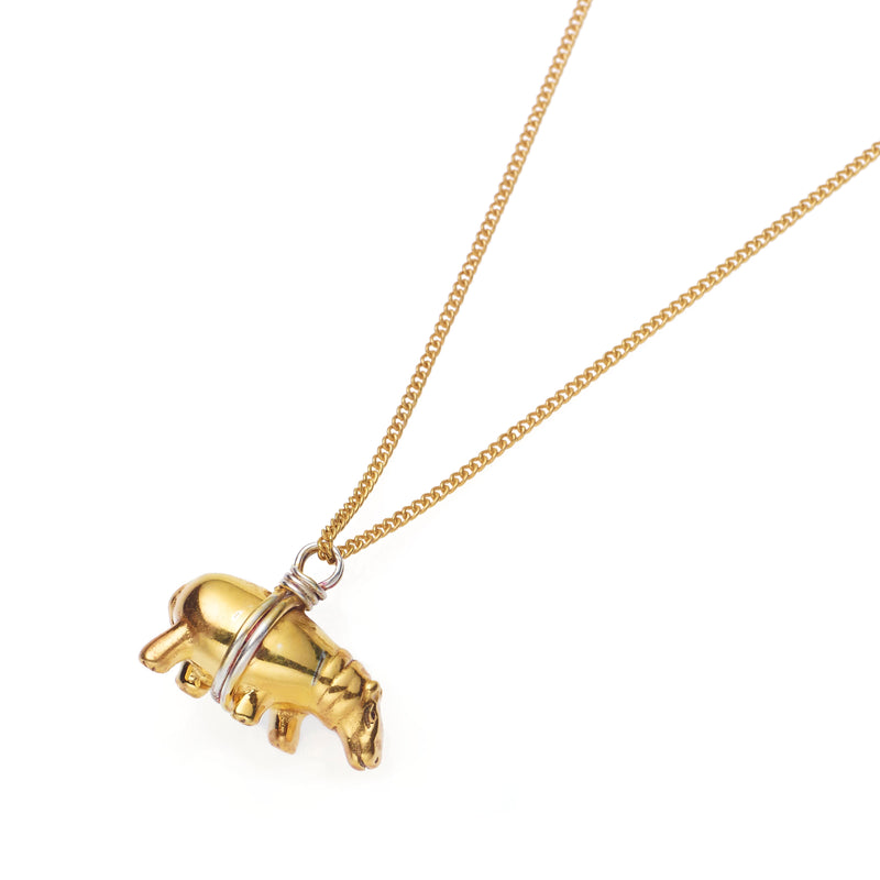 Hippo Necklace | Sterling Silver and Gold Plate