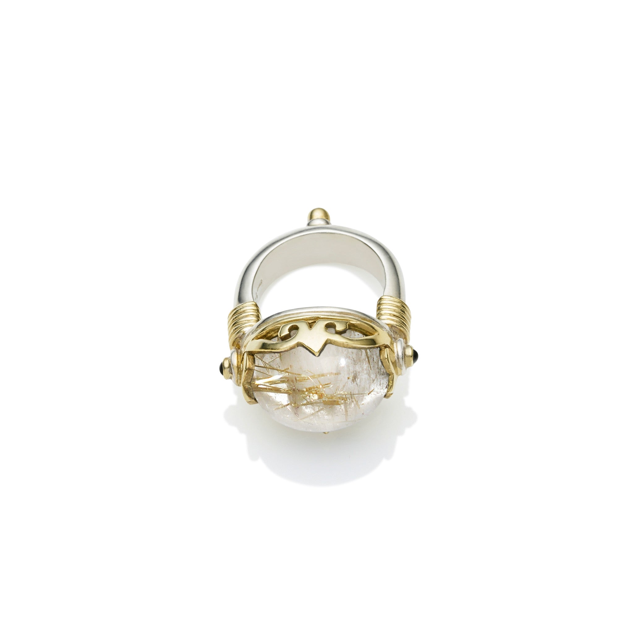 Empress Monarch Ring | Golden Rutile, Sterling Silver with Gold Plate