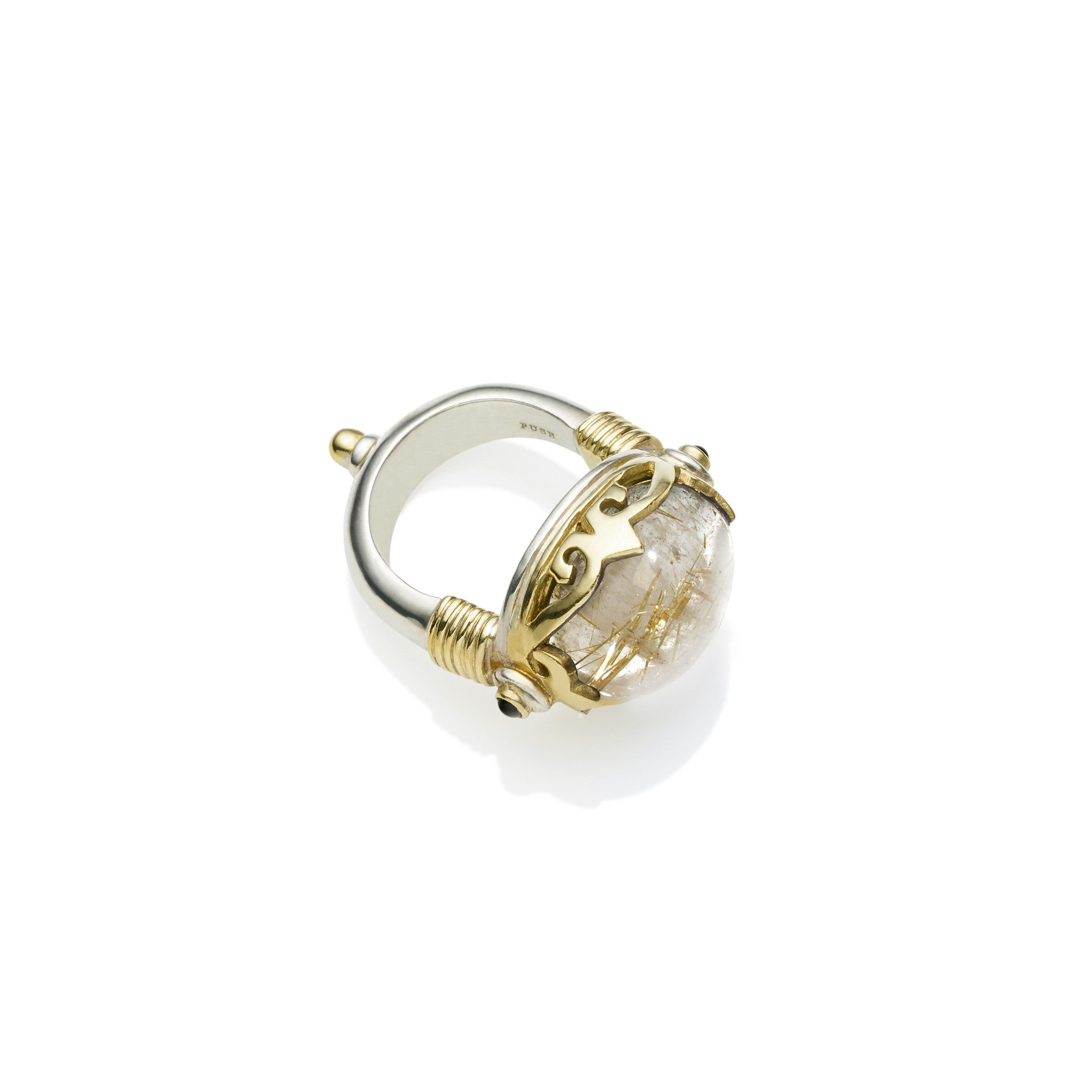 Empress Monarch Ring | Golden Rutile, Sterling Silver with Gold Plate