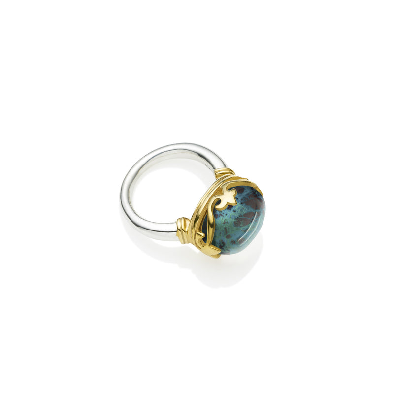 Princess Monarch Ring | Chrysocolla and Gold Plated Sterling Silver