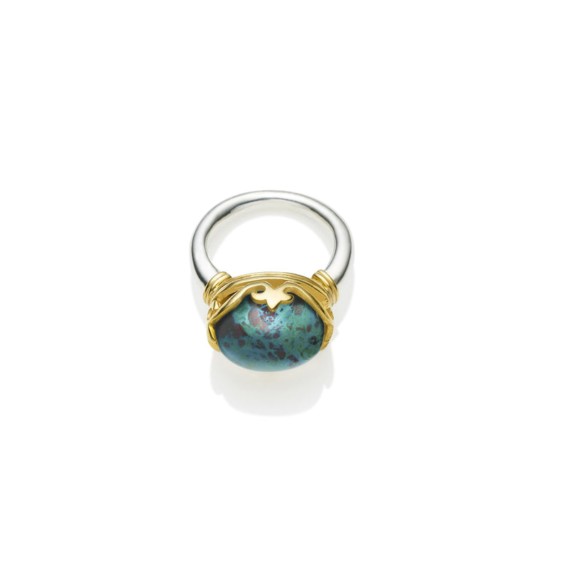 Princess Monarch Ring | Chrysocolla and Gold Plated Sterling Silver