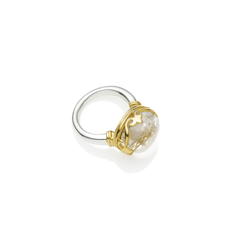 Princess Monarch Ring | Golden Rutile and Gold Plated Sterling Silver