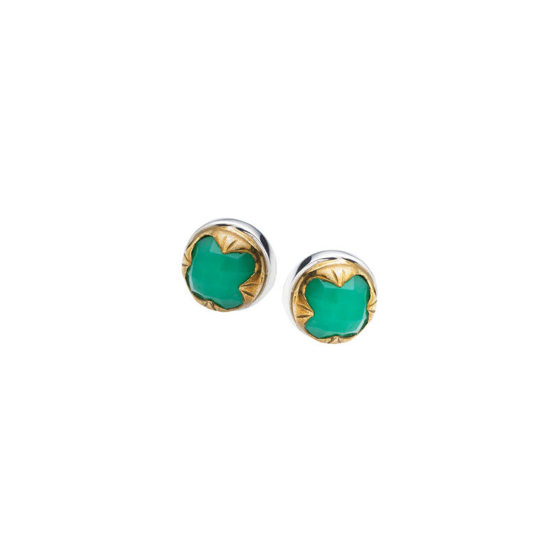 Square Stack Studs | Chrysoprase with Sterling Silver and Gold Plate