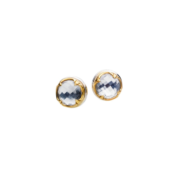 Round Stack Studs | Crystal with Sterling Silver and Gold Plate