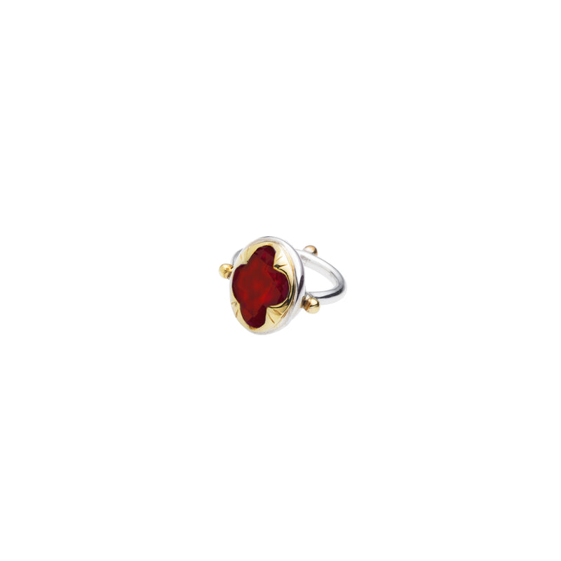 Oval Stack Ring | Garnet with Sterling Silver and Gold Plate
