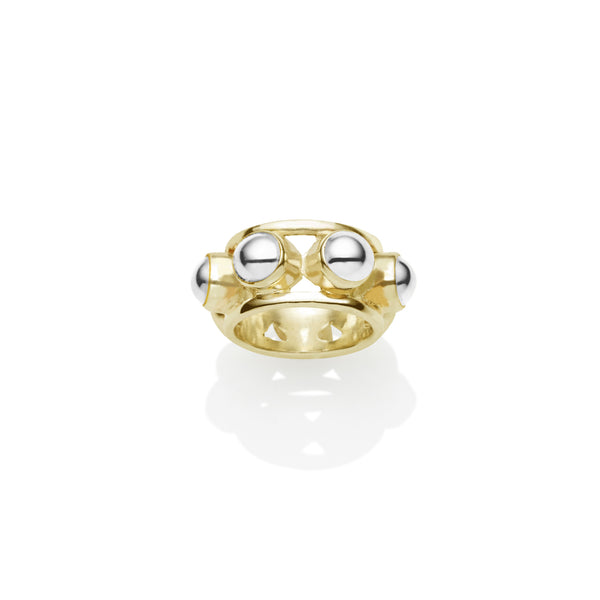 Priestess Ring | Gold Plated Brass and Sterling Silver Cabochon