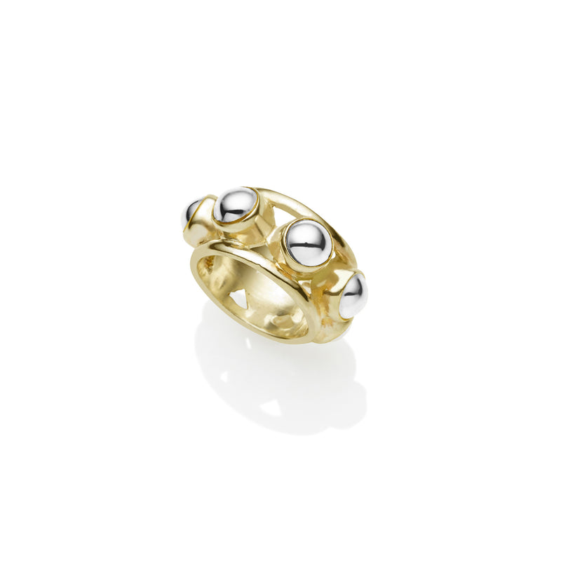 Priestess Ring | Gold Plated Brass and Sterling Silver Cabochon