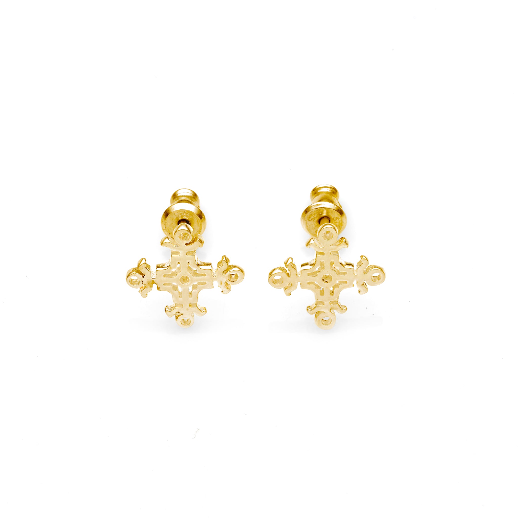 Hangman Square Studs | 925 Sterling Silver with Gold Plate
