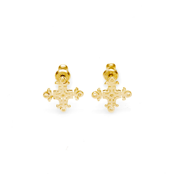 Hangman Square Studs | 925 Sterling Silver with Gold Plate