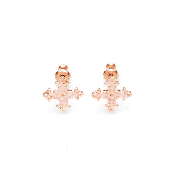 Hangman Square Studs | 925 Sterling Silver with Rose Gold Plate