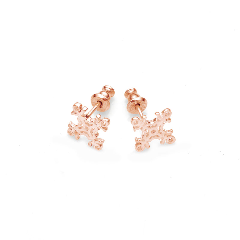 Hangman Square Studs | 925 Sterling Silver with Rose Gold Plate