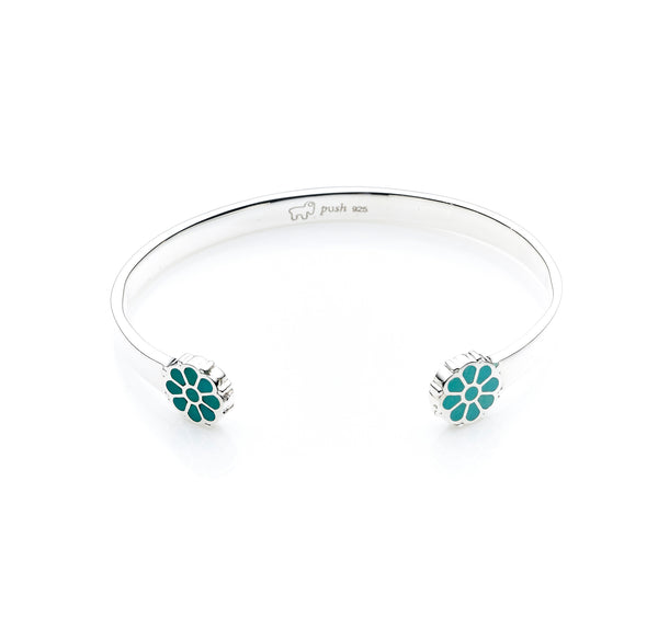 Flower Cuff | Turquoise Enamel with Sterling Silver