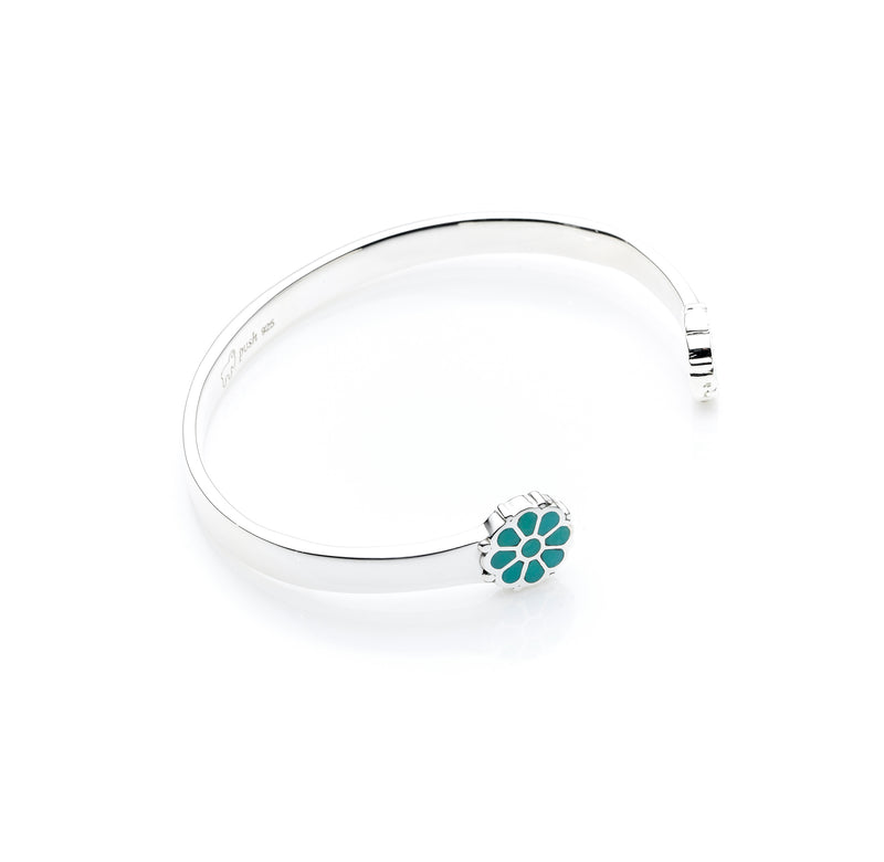 Flower Cuff | Turquoise Enamel with Sterling Silver
