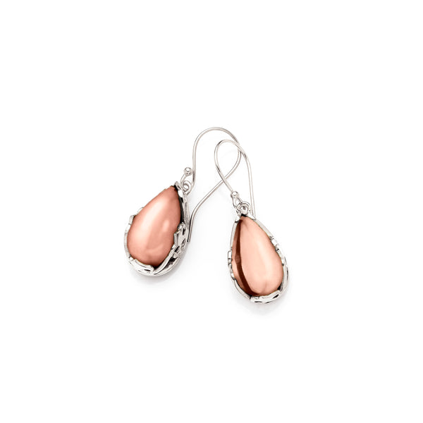 Monarch Earrings |  Sterling Silver and Rose Gold Plated Brass Cabochon