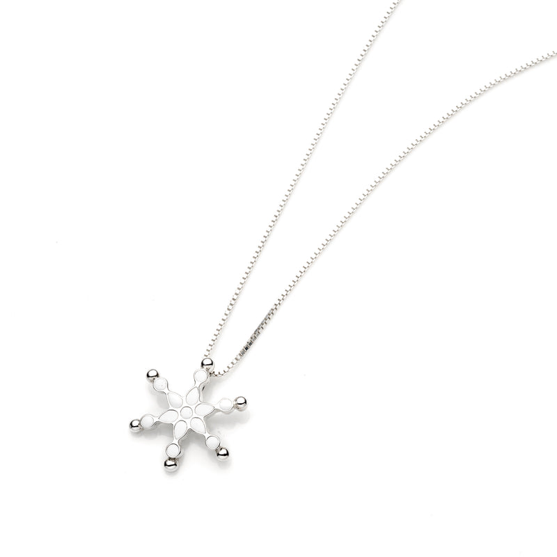Frost Pendant | White Enamel with Sterling Silver