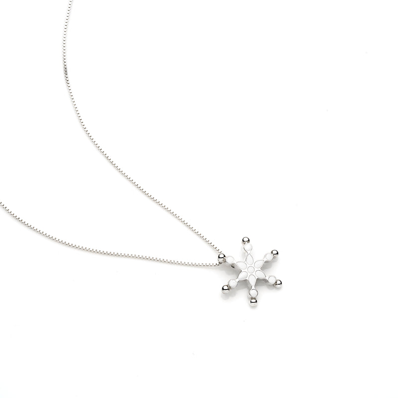 Frost Pendant | White Enamel with Sterling Silver