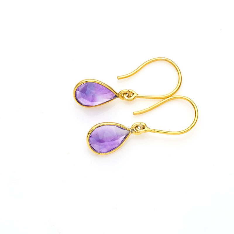 Janni Drop Earrings | Faceted Amethyst and 925 Sterling Silver with Gold Plate