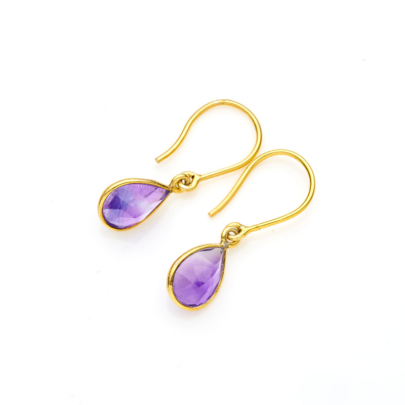 Janni Drop Earrings | Faceted Amethyst and 925 Sterling Silver with Gold Plate