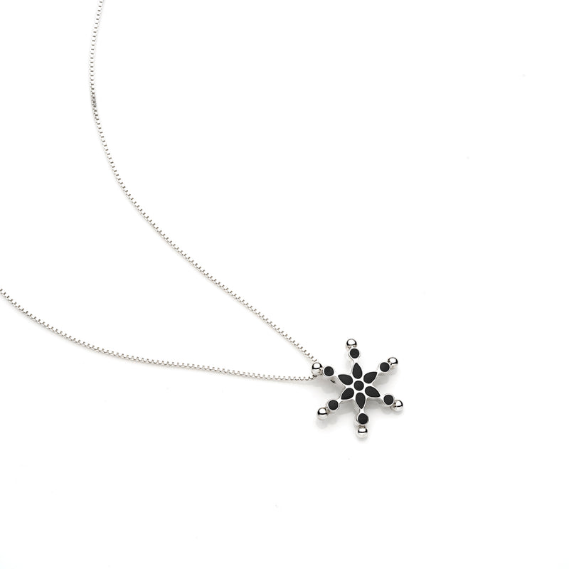 Frost Pendant | Black Enamel with Sterling Silver