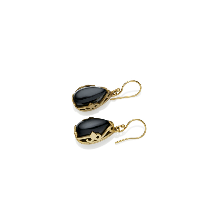 Monarch Earrings | Gold Plated Brass & Black Onyx