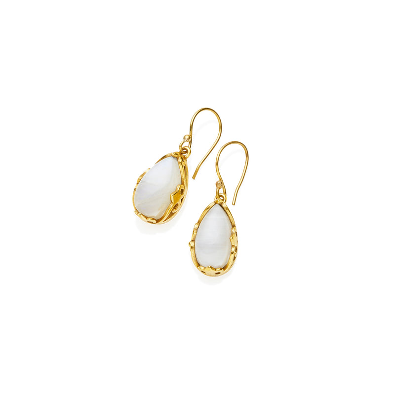 Monarch Earrings | Gold Plated Brass and Moonstone