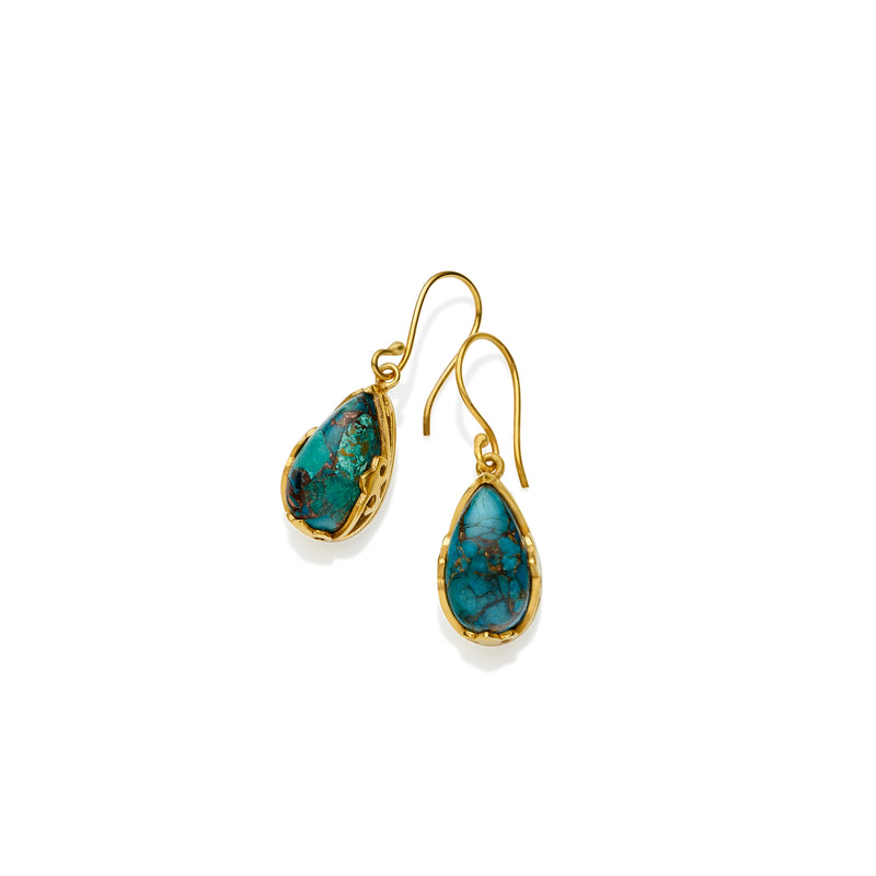 Monarch Earrings | Gold Plated Brass and Chrysocolla