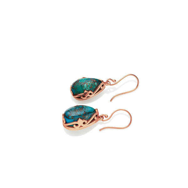 Monarch Earrings | Rose Gold Plated Brass and Chrysocolla