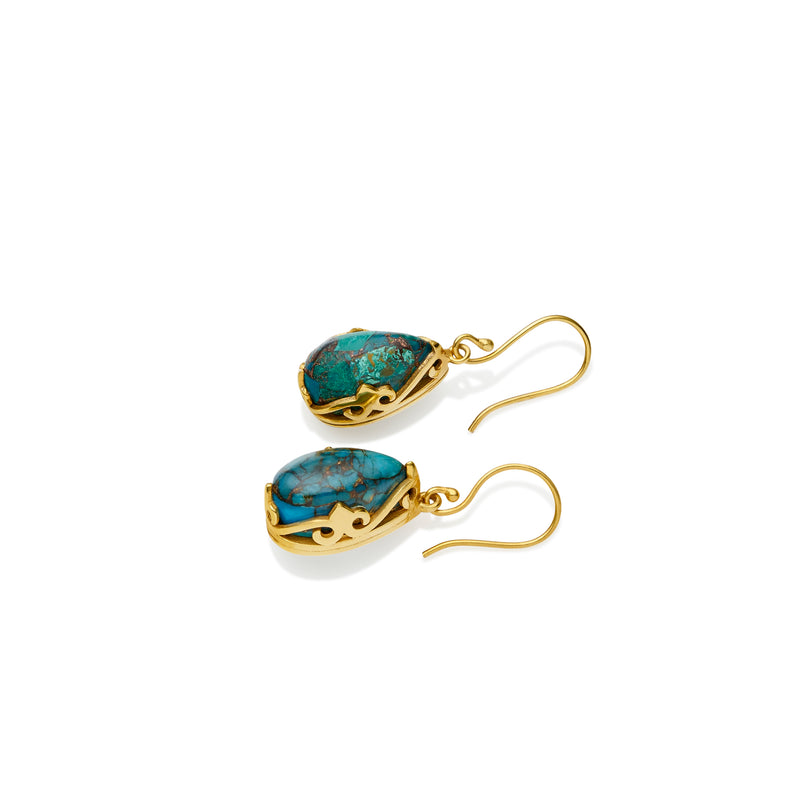 Monarch Earrings | Gold Plated Brass and Chrysocolla