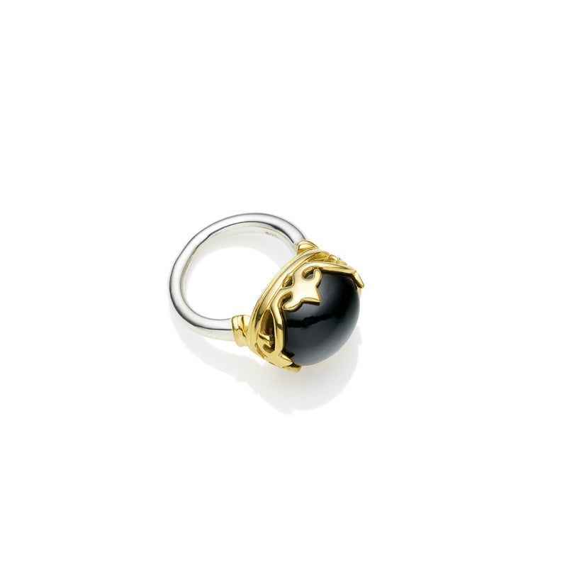 Princess Monarch Ring | Black Onyx and Gold Plated Sterling Silver