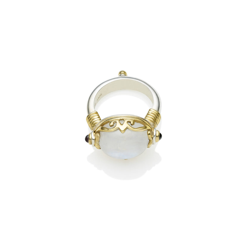 Empress Monarch Ring | Moonstone, Sterling Silver with Gold Plate