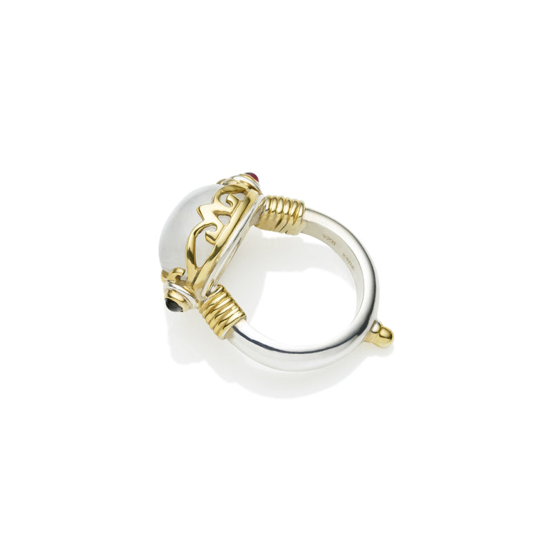 Empress Monarch Ring | Moonstone, Sterling Silver with Gold Plate