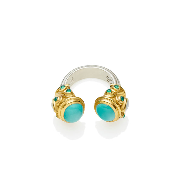 Shahaka Ring | Turquoise and Sterling Silver with Gold Plate