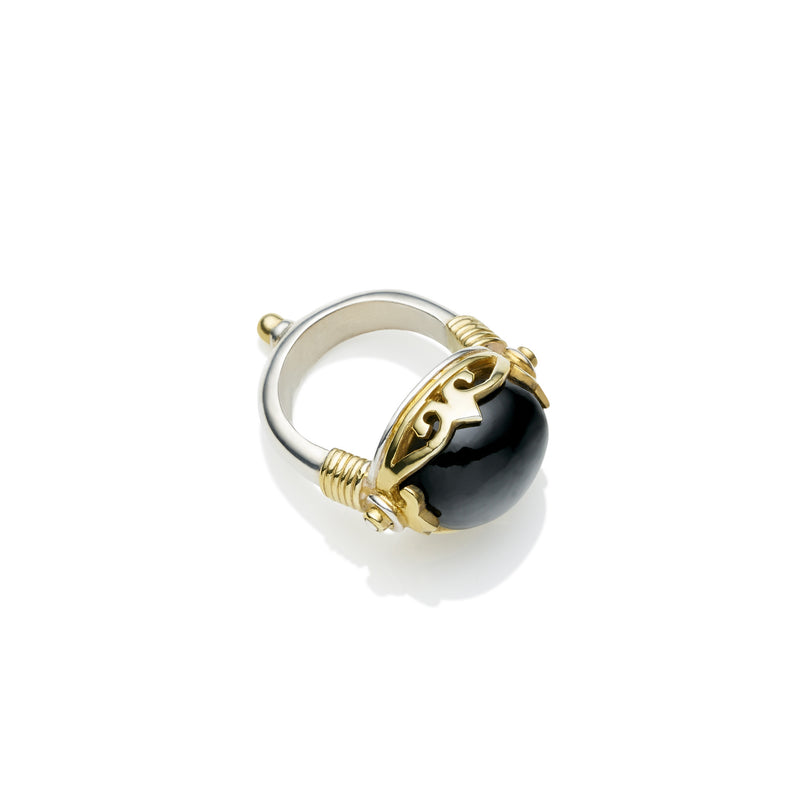 Empress Monarch Ring | Black Onyx, Sterling Silver with Gold Plate