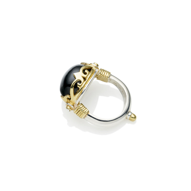 Empress Monarch Ring | Black Onyx, Sterling Silver with Gold Plate