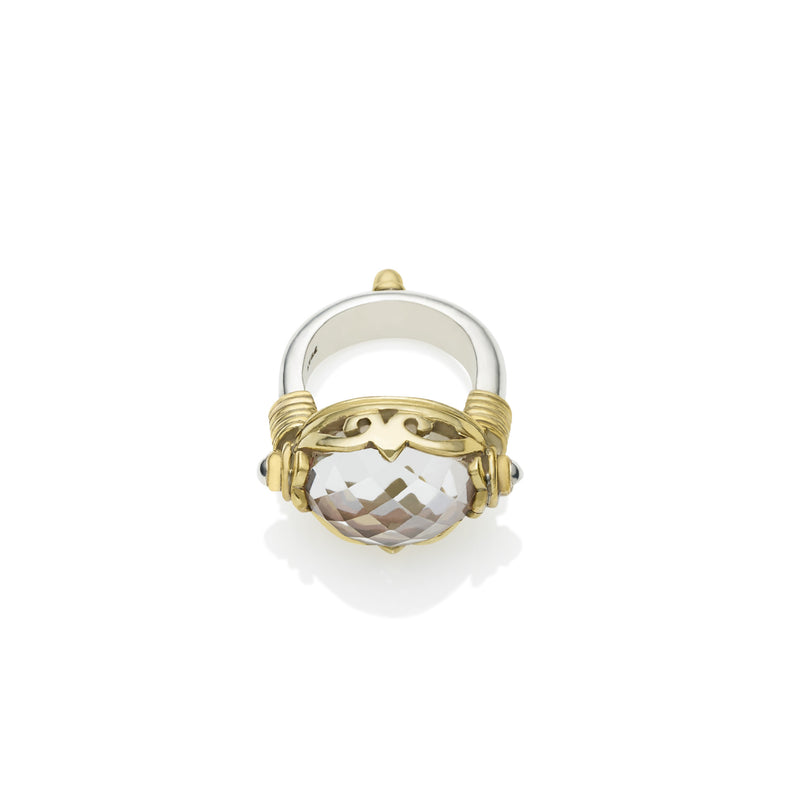 Empress Monarch Ring | Faceted Crystal, Sterling Silver with Gold Plate