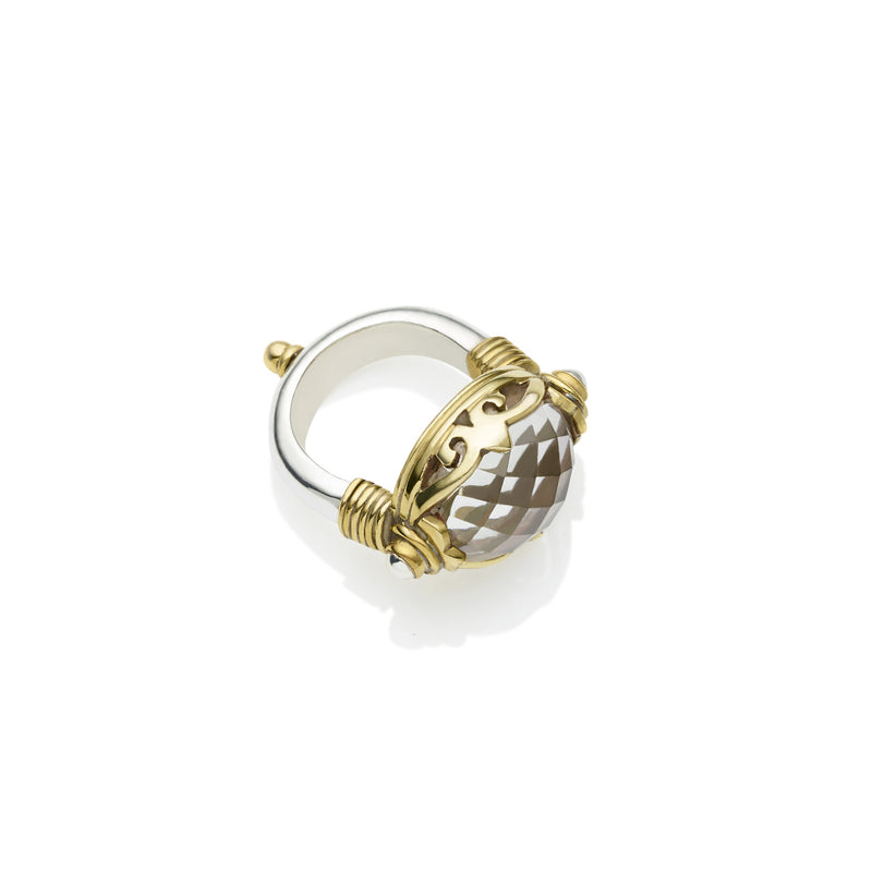 Empress Monarch Ring | Faceted Crystal, Sterling Silver with Gold Plate